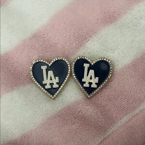 LA dodgers blue heart diamond earrings MLB shop sold out earrings